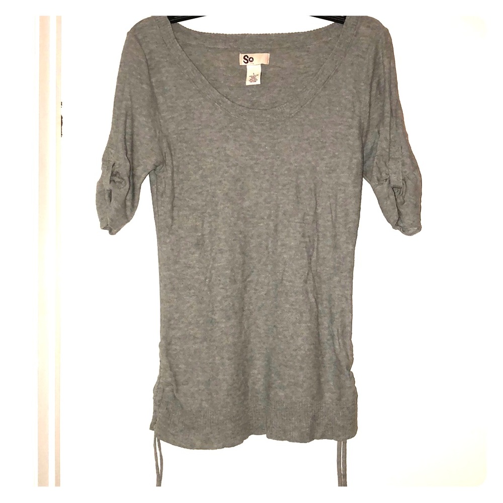 Very Cute Grey Sweater Sz Large Tie Up Sides